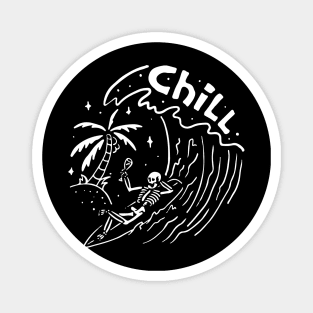 chill skull surfing Magnet